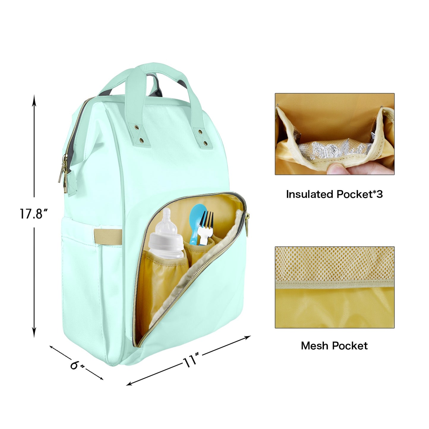 Fresh Mint Customizable Diaper Bag