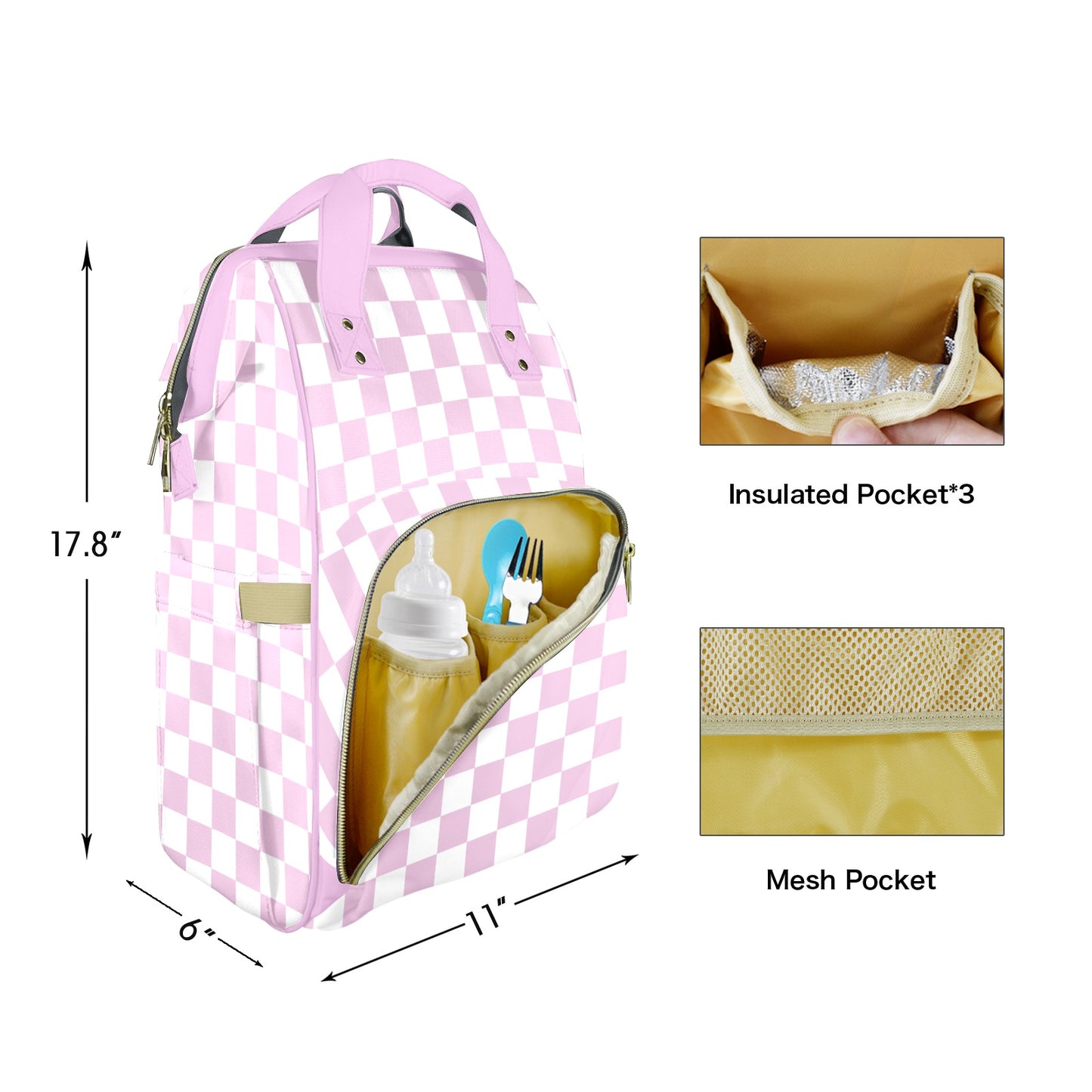 Lilac Checks Customizable Diaper Bag