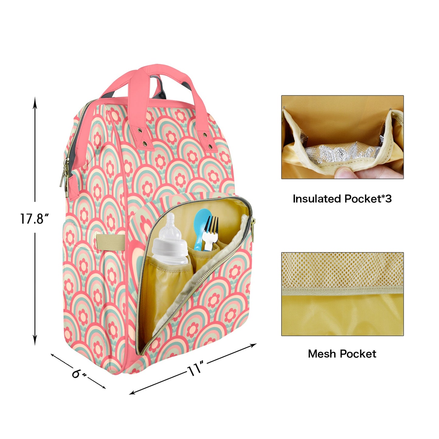 Retro Rainbows Customizable Diaper Bag