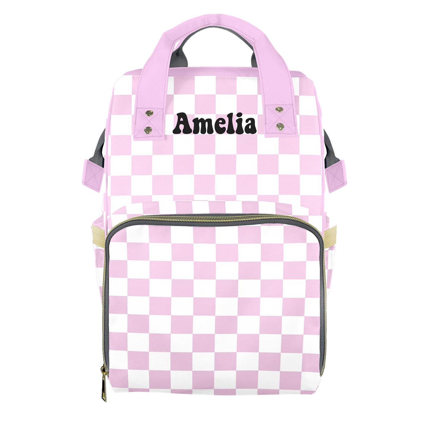 Lilac Checks Customizable Diaper Bag