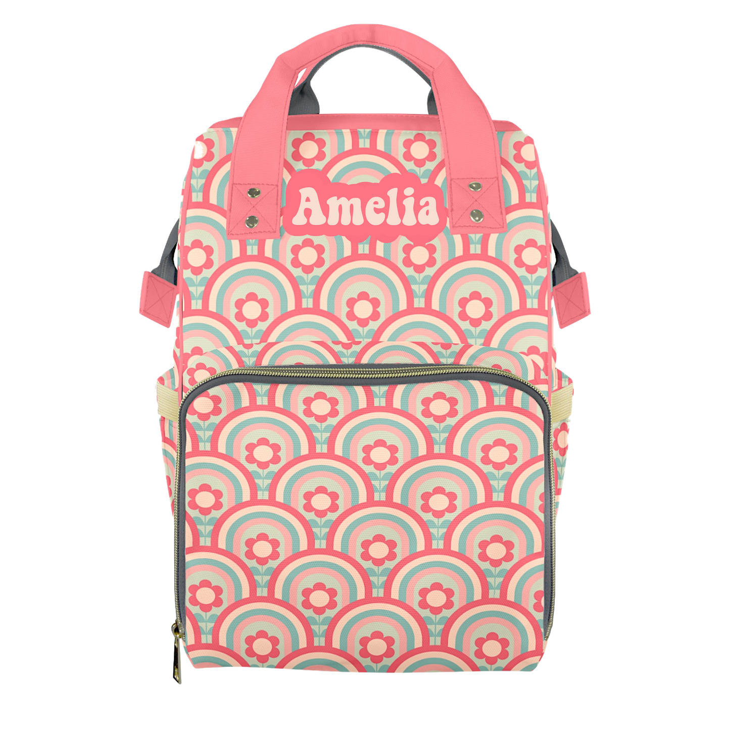 Retro Rainbows Customizable Diaper Bag