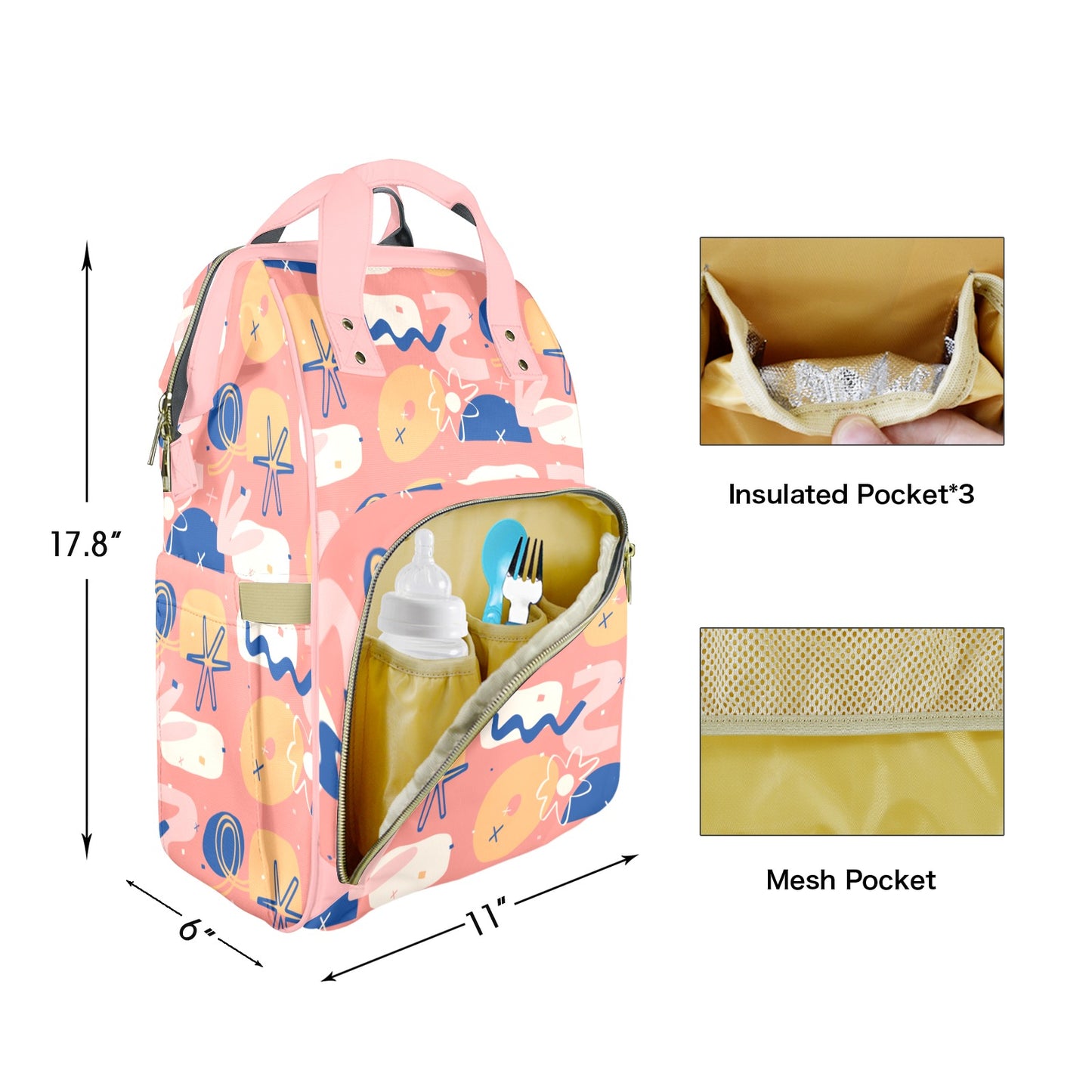 Peach Lemonade Customizable Diaper Bag