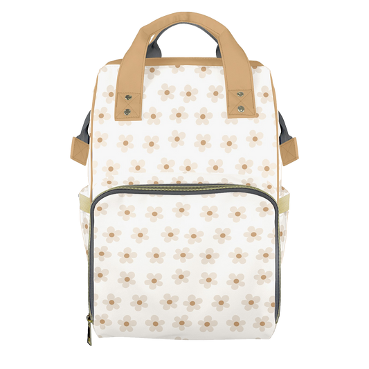 Beige Daisies Customizable Diaper Bag
