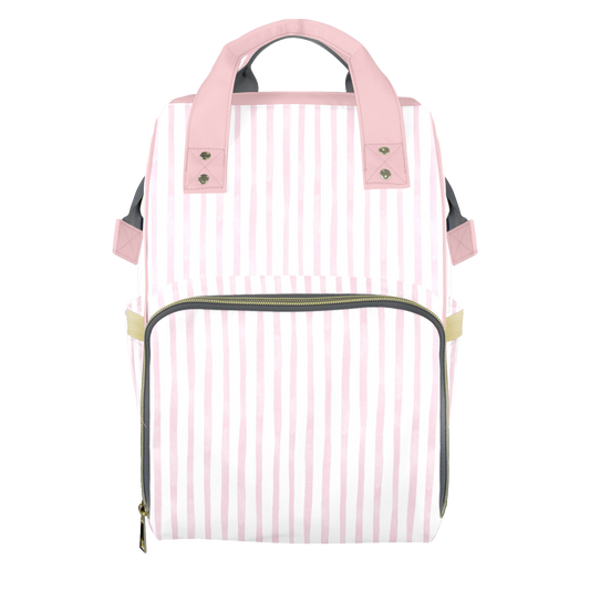 Pink Pinstripes Customizable Diaper Bag