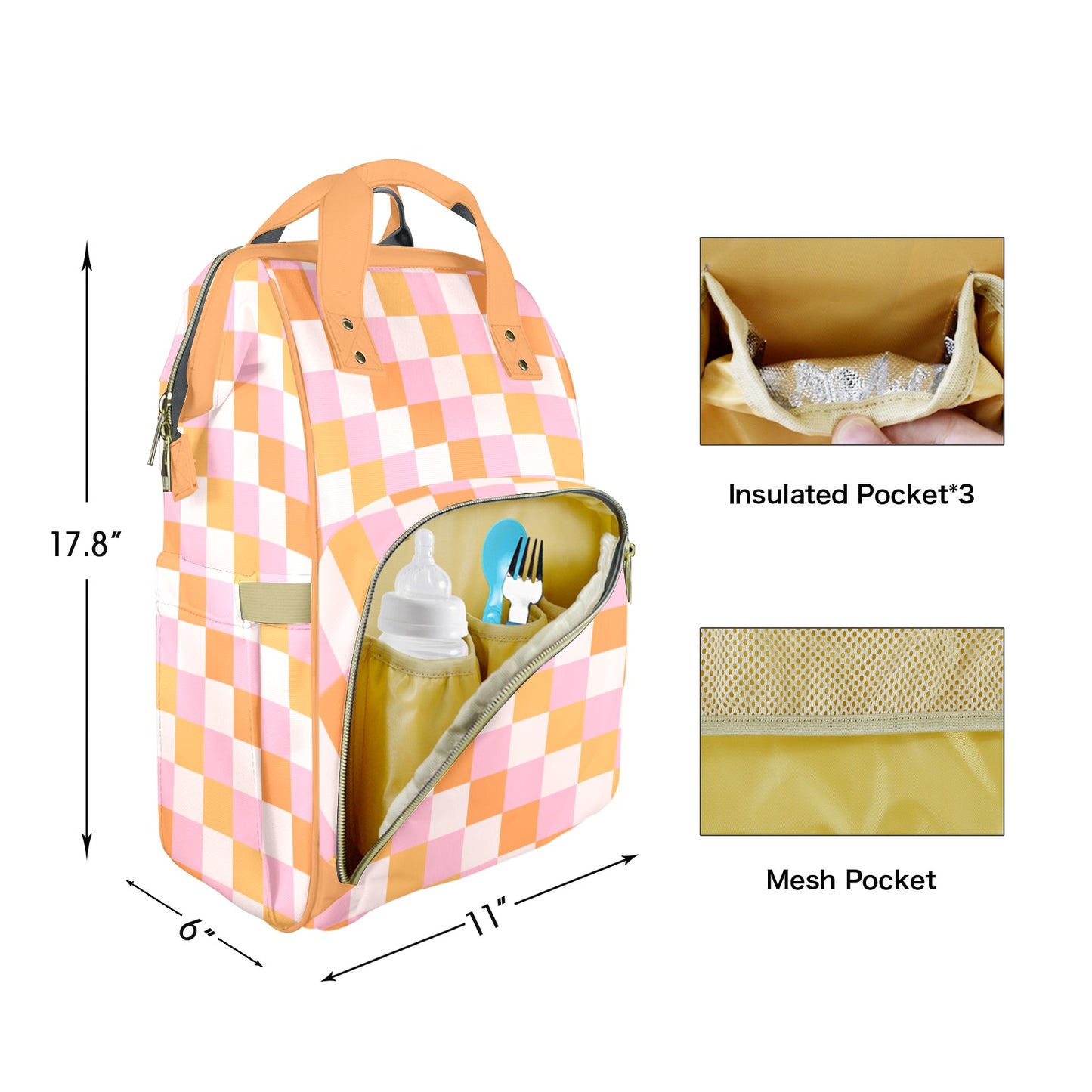 Summer Checks Customizable Diaper Bag