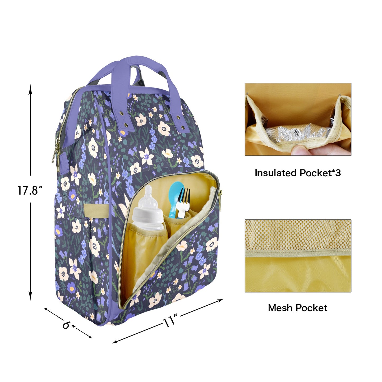 Violet Nights Customizable Diaper Bag