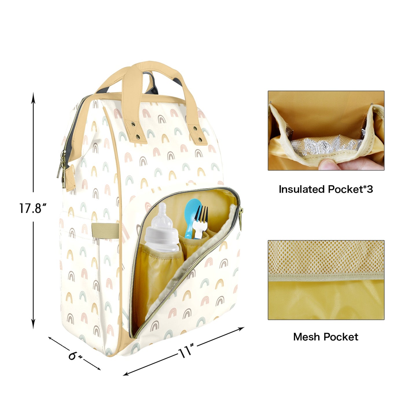Classic Rainbows Customizable Diaper Bag