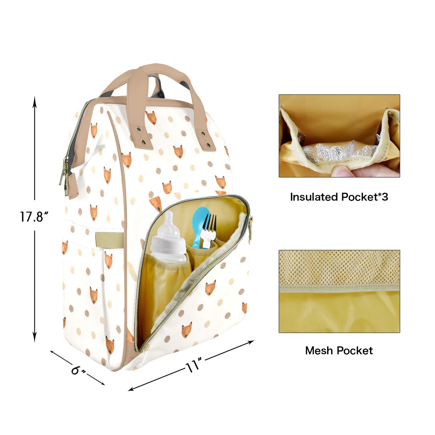 Little Fox Customizable Diaper Bag