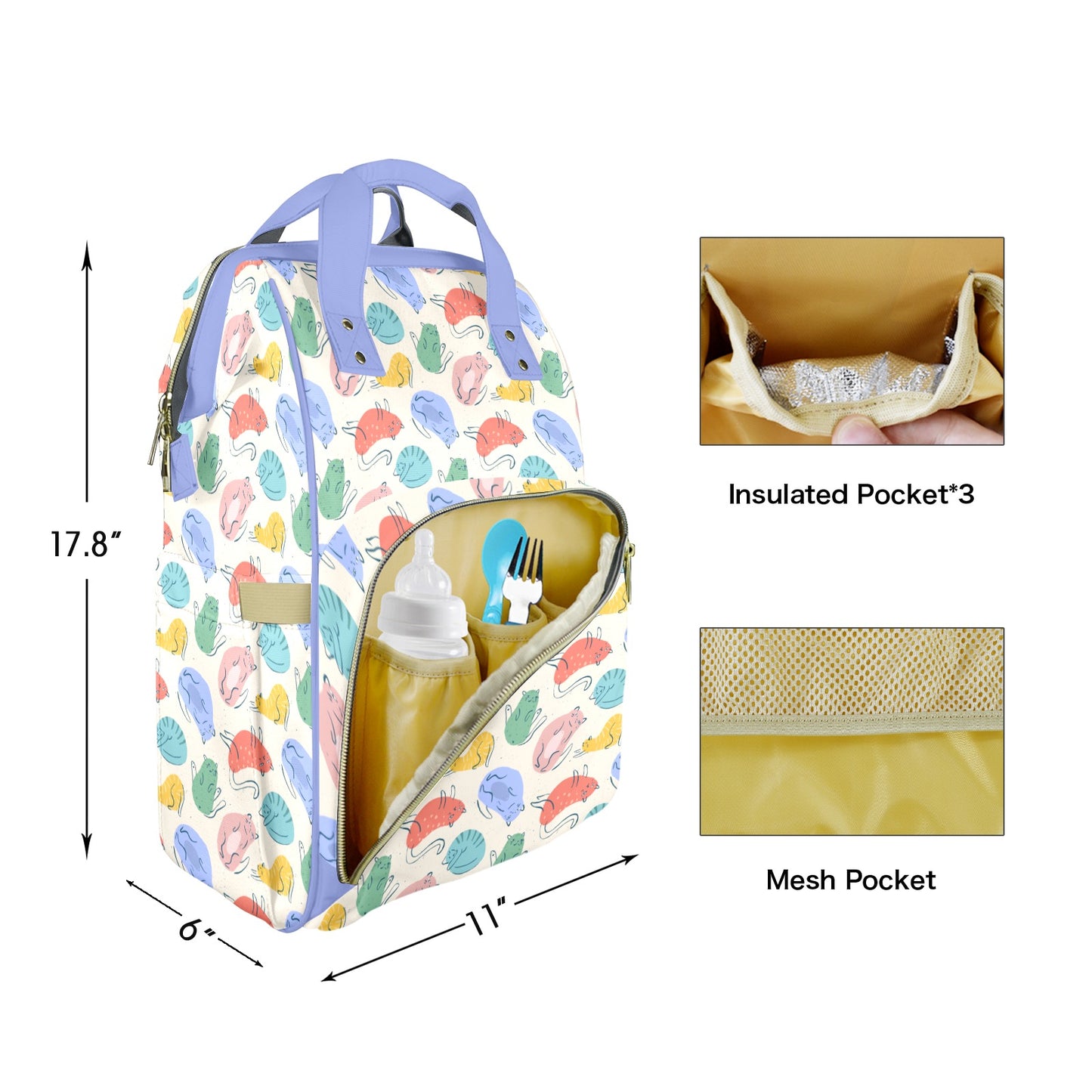 Fine Felines Customizable Diaper Bag
