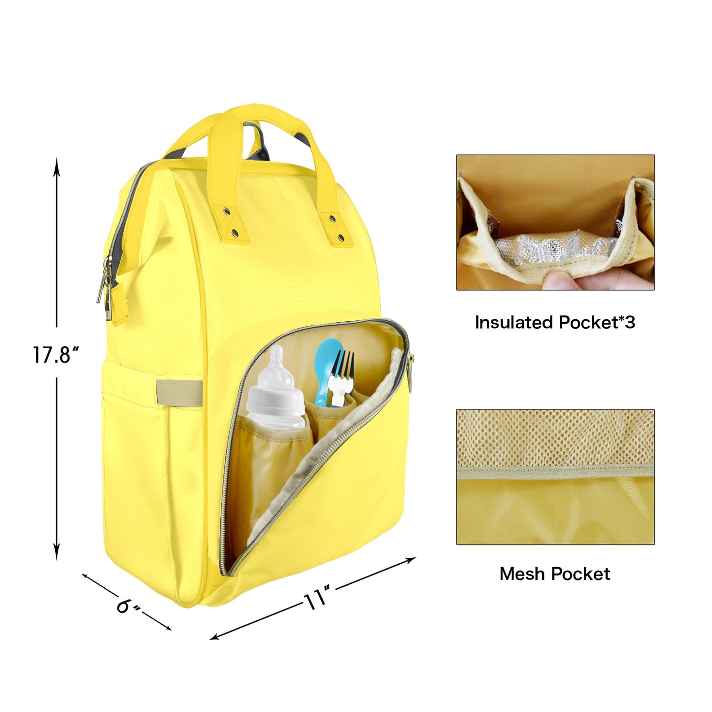 Sunflower Yellow Customizable Diaper Bag