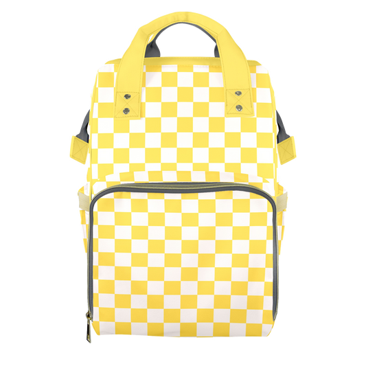 Yellow Checks Customizable Diaper Bag