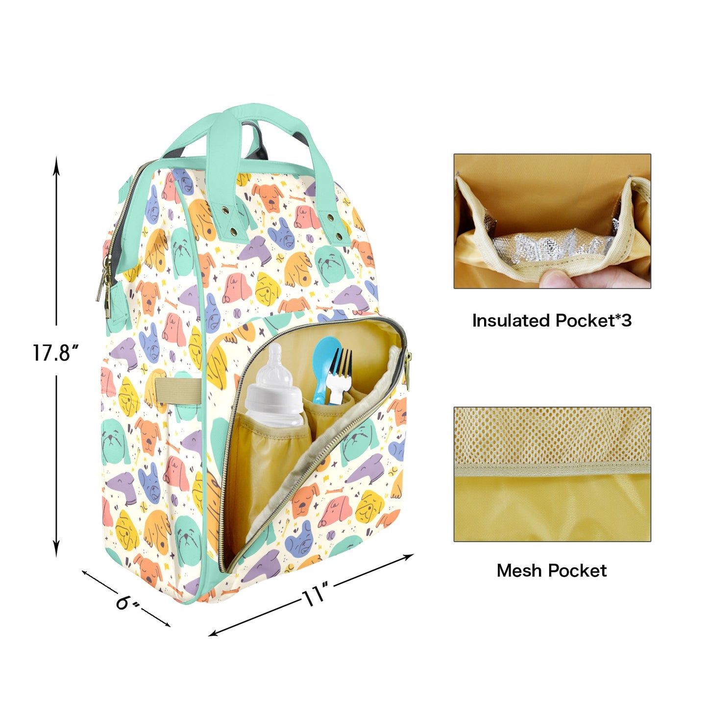 Puppy Party Customizable Diaper Bag