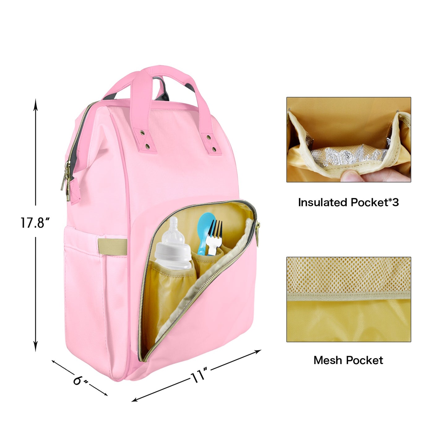 Bubblegum Pink Customizable Diaper Bag