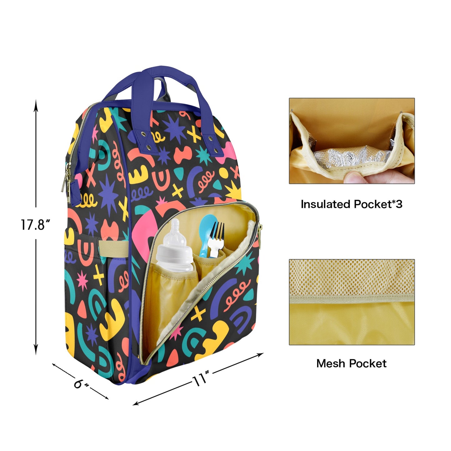 Colorful Chaos Customizable Diaper Bag