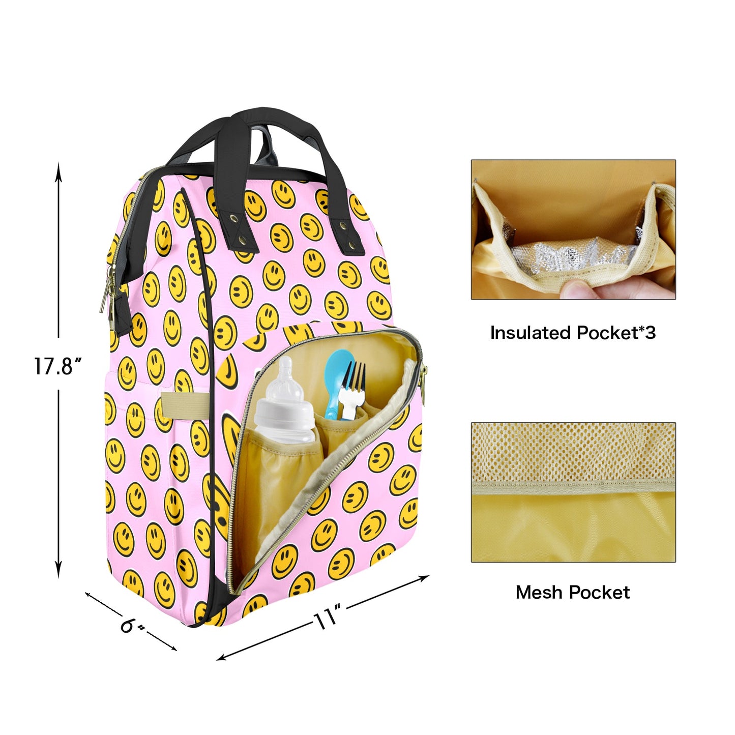 Smiles All Around Customizable Diaper Bag