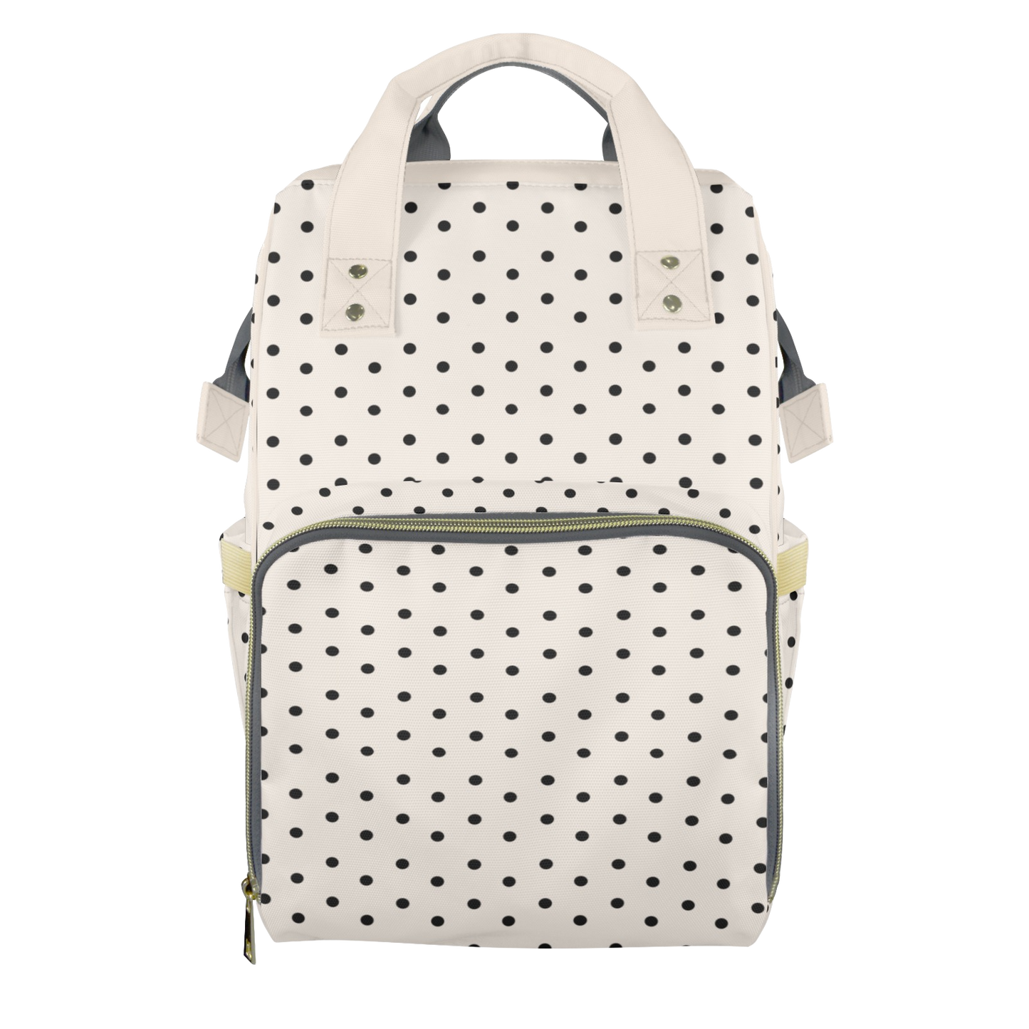 Taupe Polkadots Customizable Diaper Bag