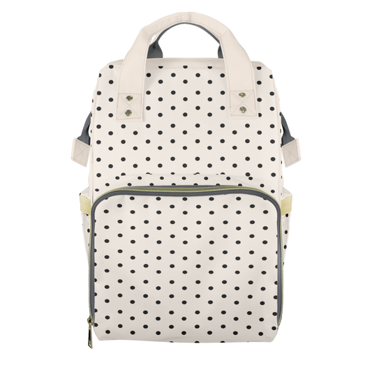 Taupe Polkadots Customizable Diaper Bag