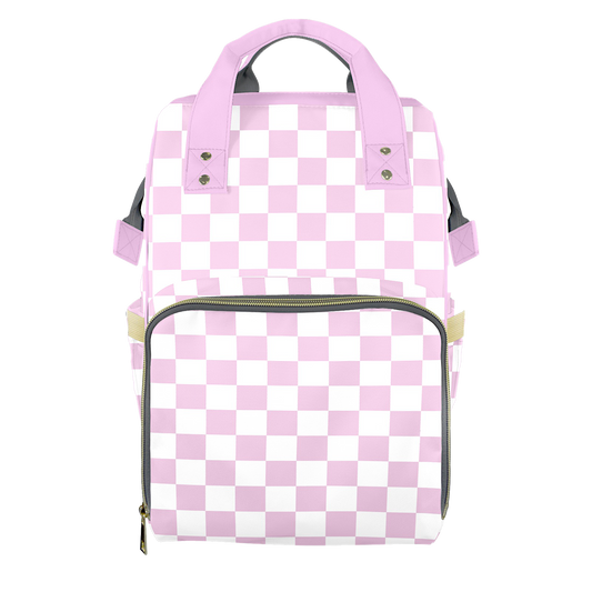 Lilac Checks Customizable Diaper Bag