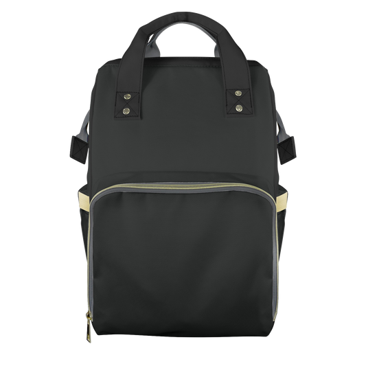 Midnight Black Customizable Diaper Bag