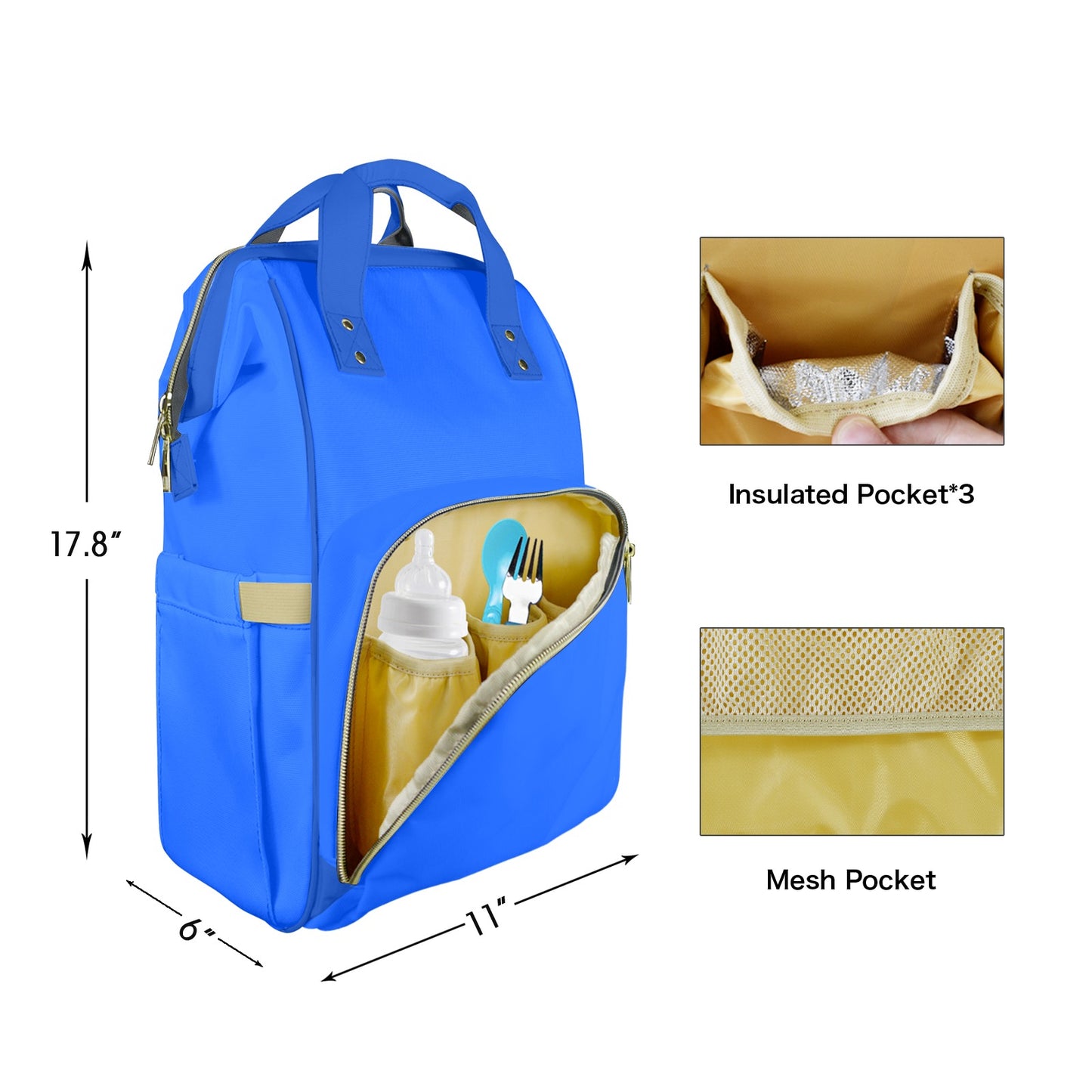 Royal Blue Customizable Diaper Bag