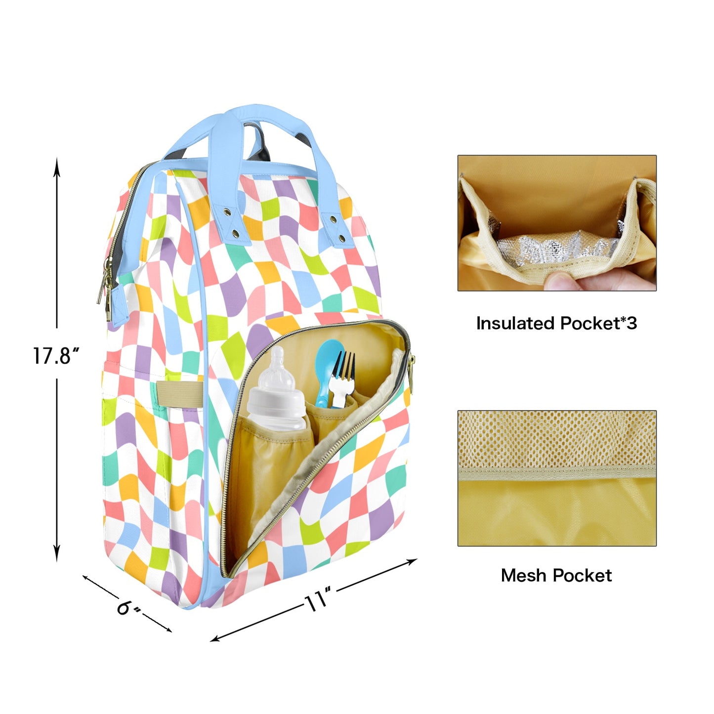 Wavy Checks Customizable Diaper Bag