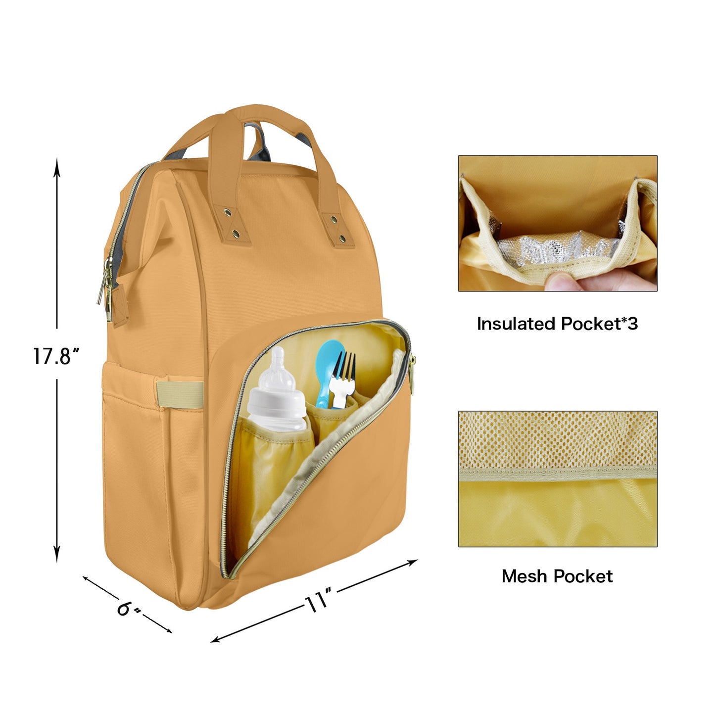 Camel Tan Customizable Diaper Bag