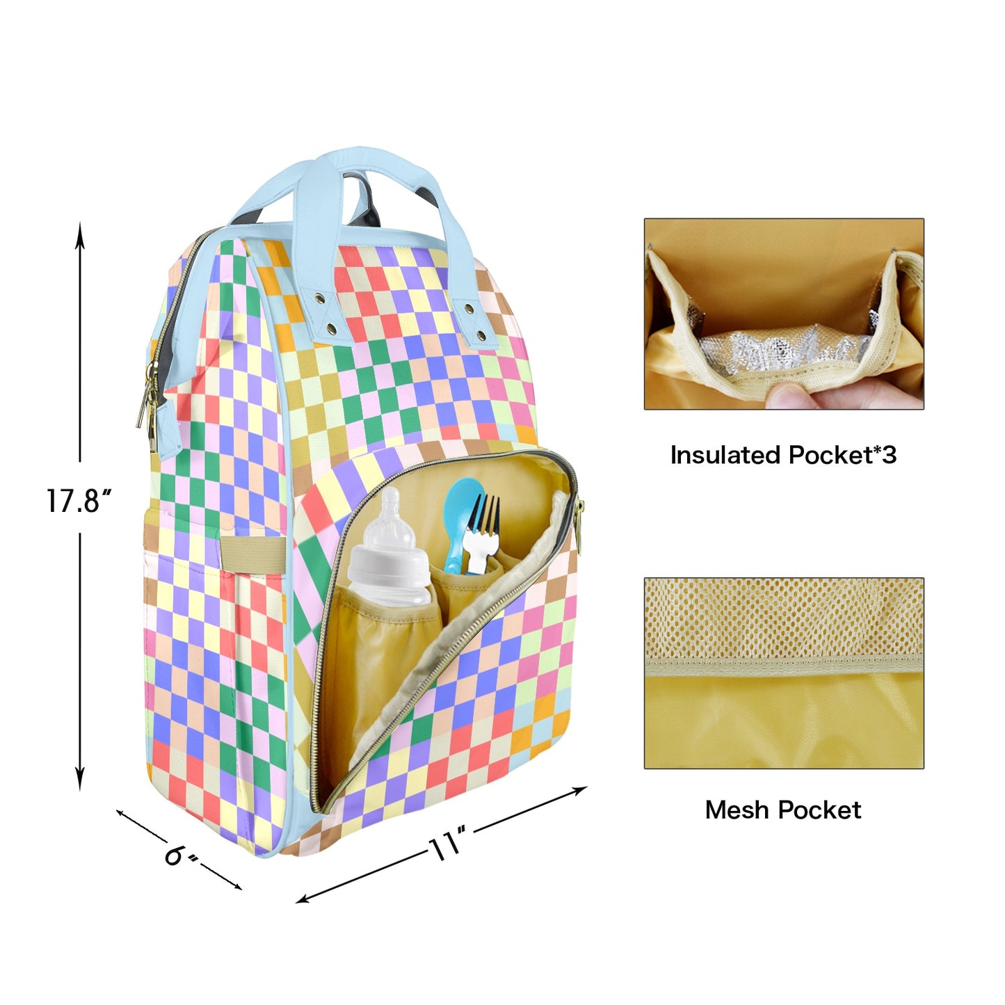 Vibrant Checks Customizable Diaper Bag