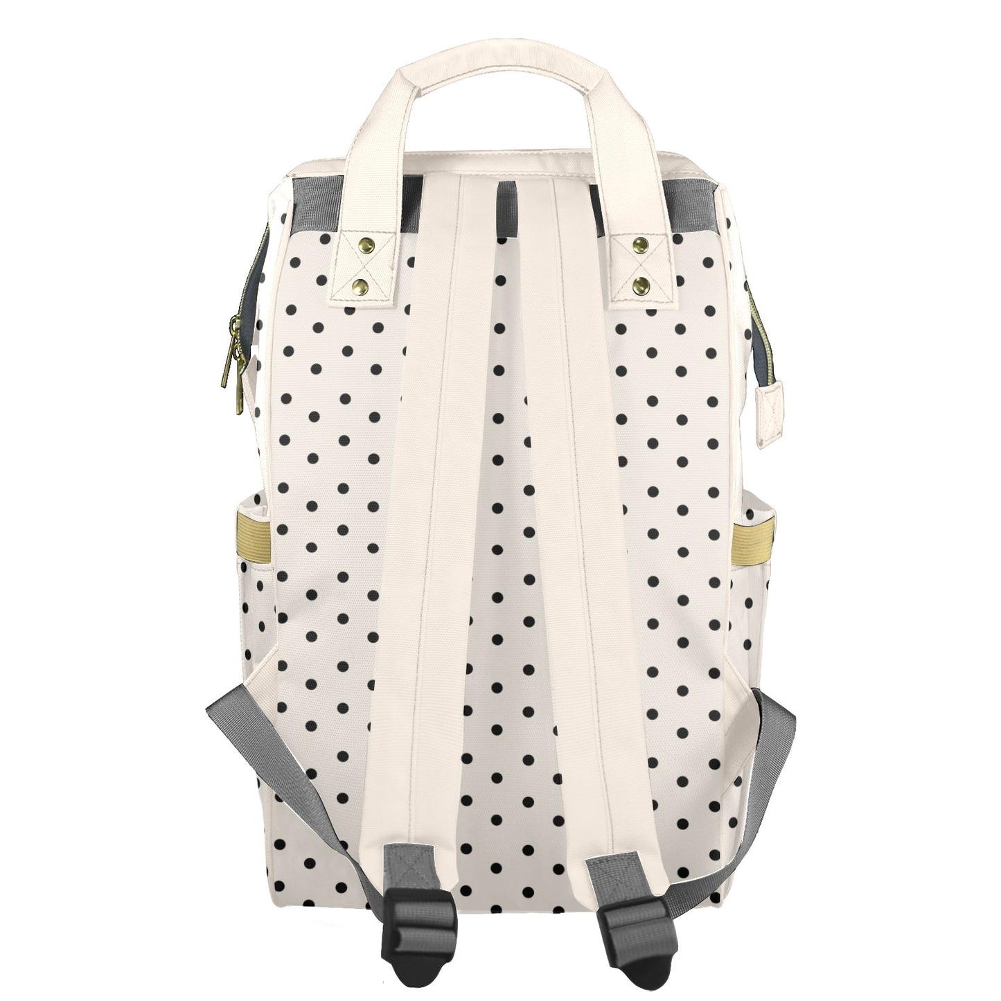 Taupe Polkadots Customizable Diaper Bag
