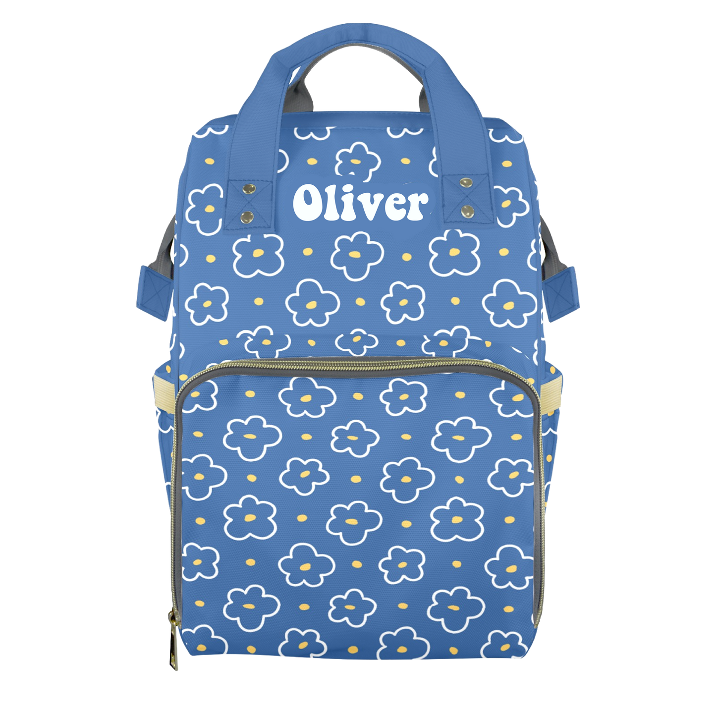 Blue Blooms Customizable Diaper Bag