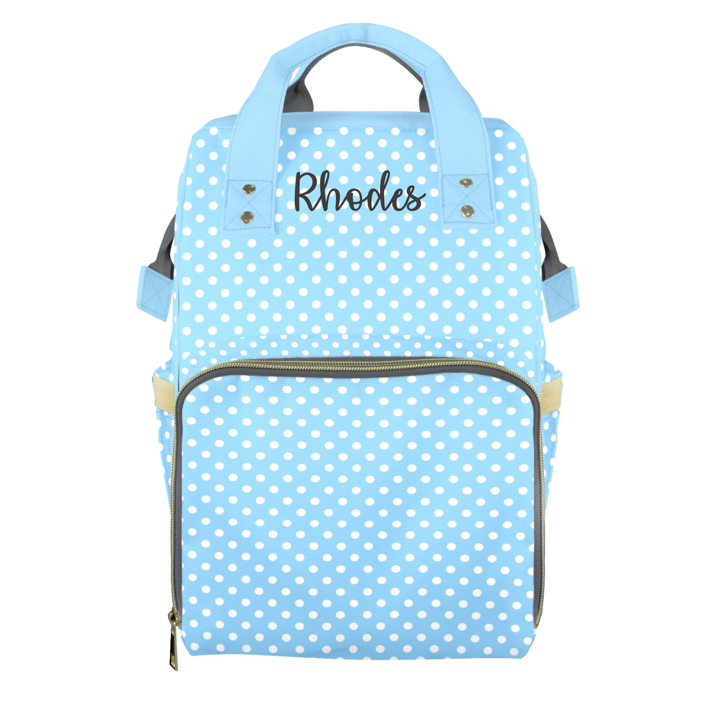 Blue Polkadots Customizable Diaper Bag