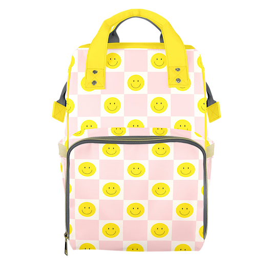 Pink Smiley Customizable Diaper Bag