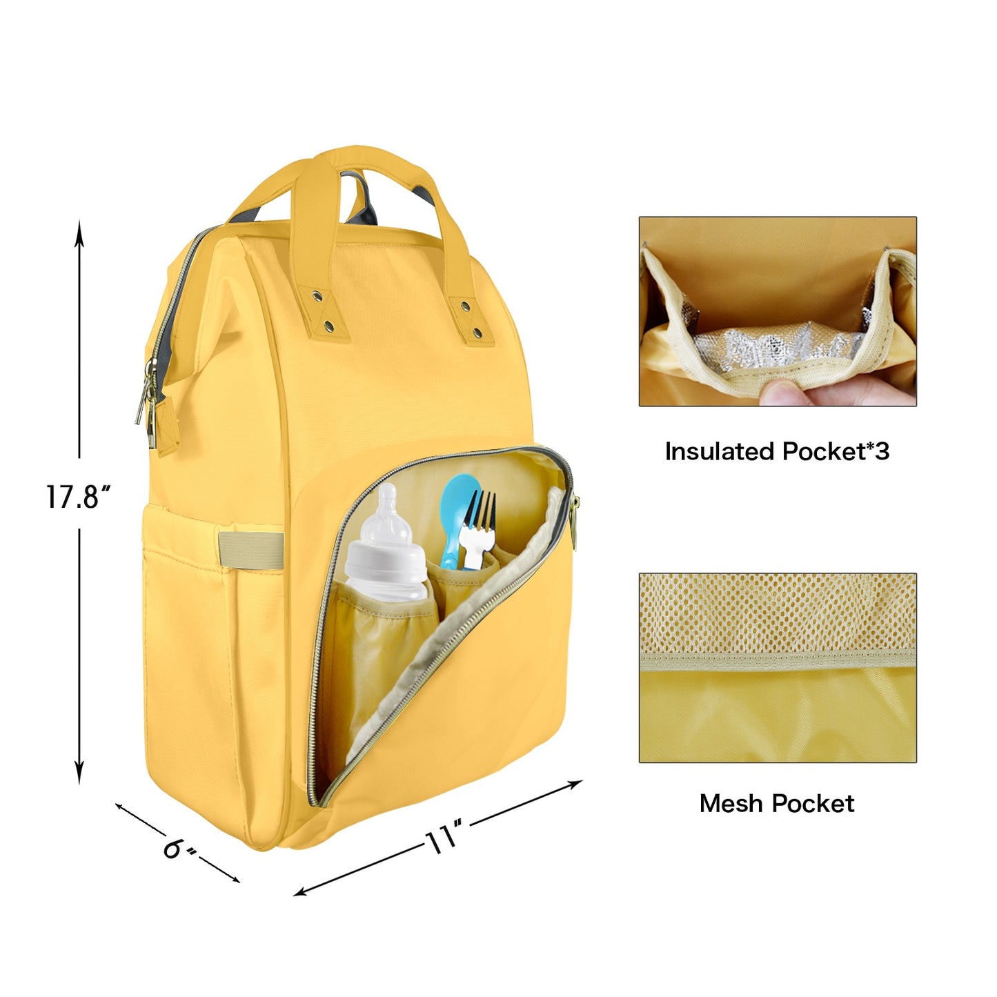 Mustard Yellow Customizable Diaper Bag