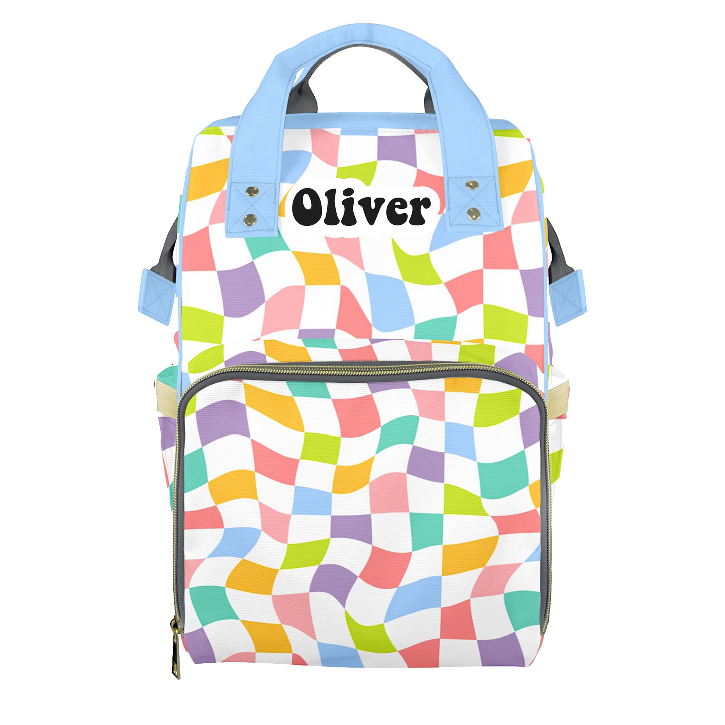 Wavy Checks Customizable Diaper Bag