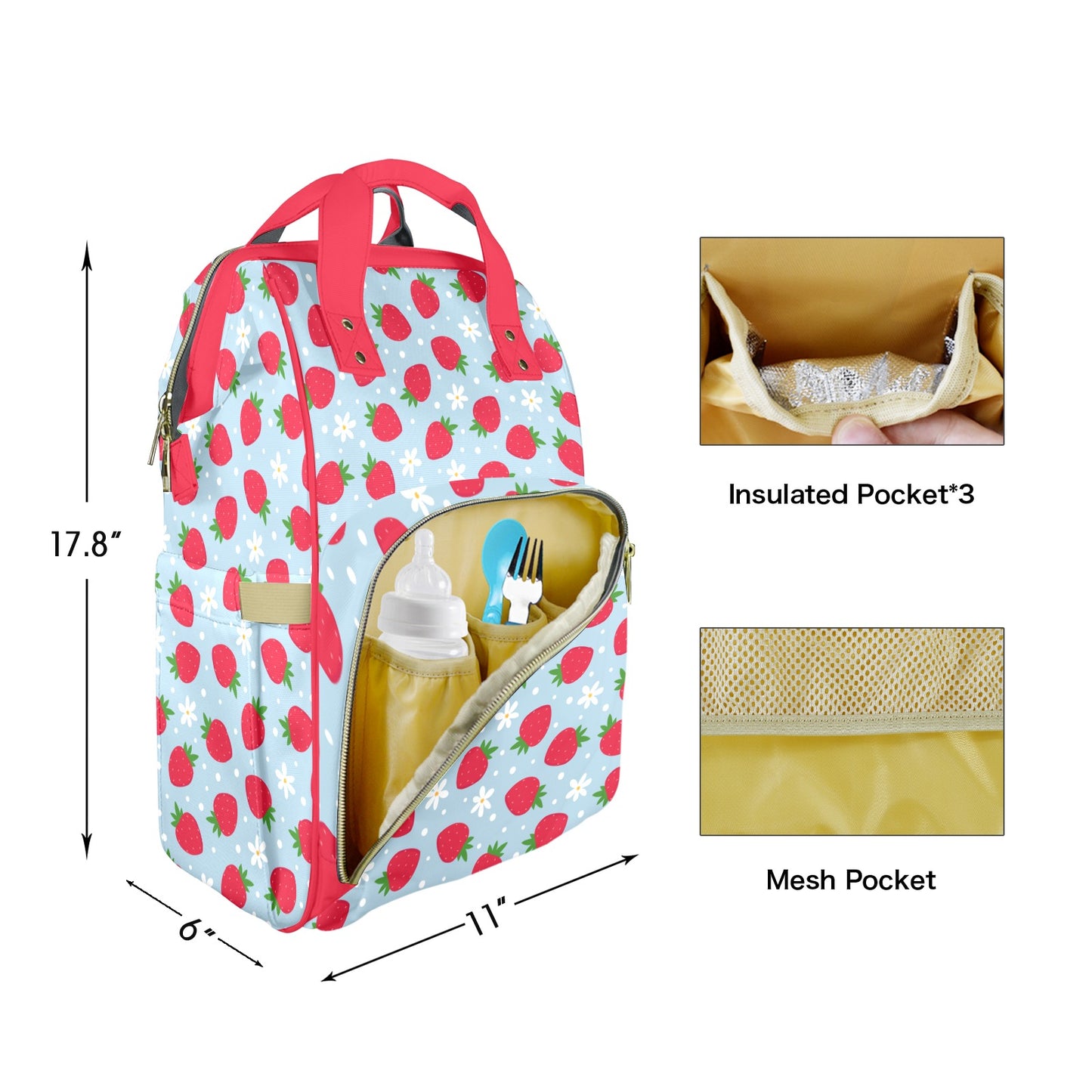 Strawberry Fields Customizable Diaper Bag