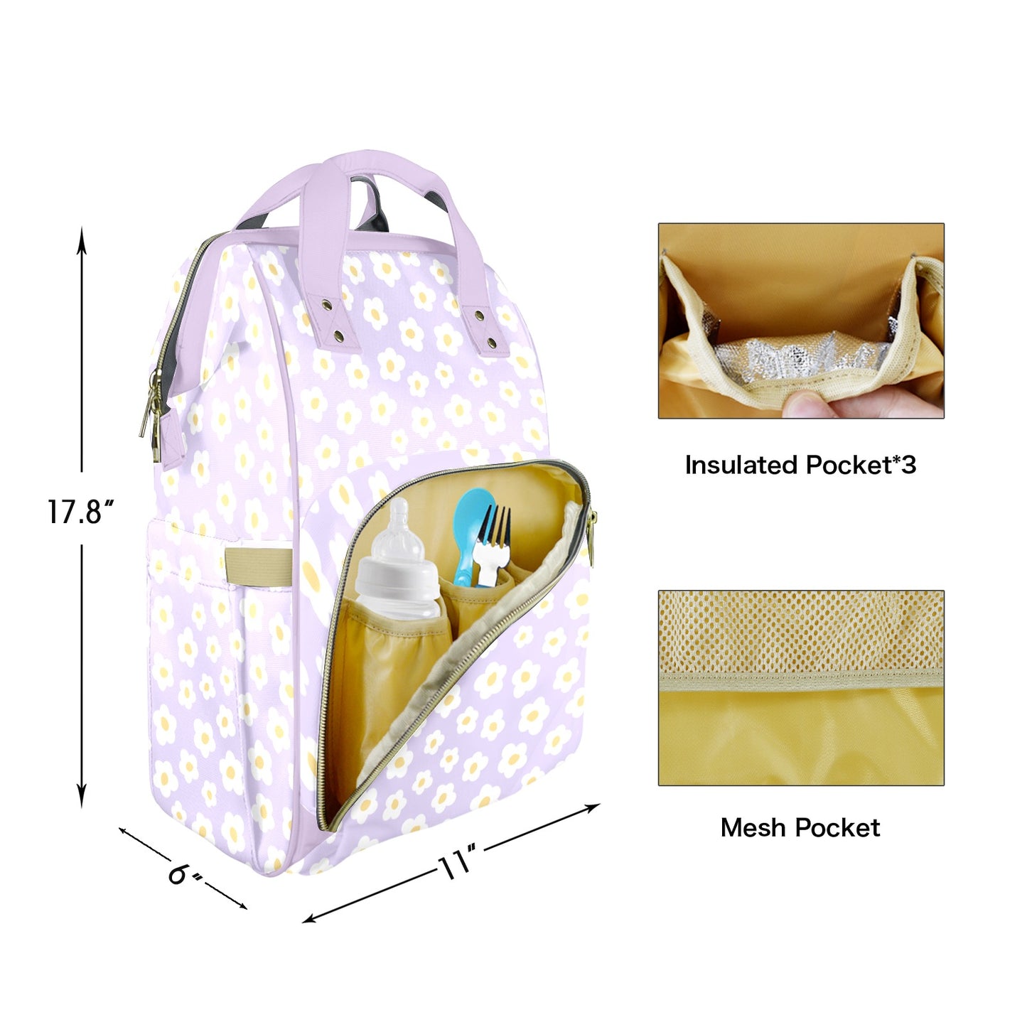 Lavender Meadow Customizable Diaper Bag