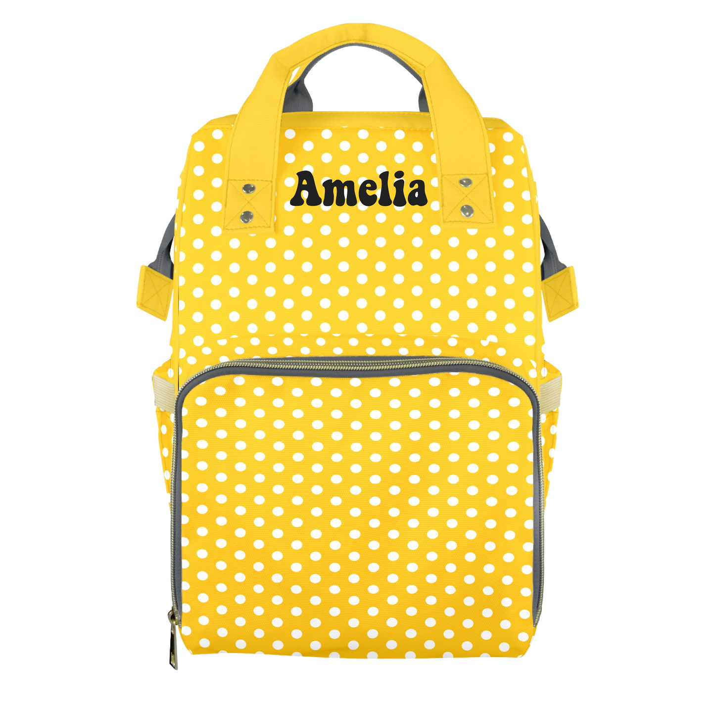 Yellow Polkadots Customizable Diaper Bag