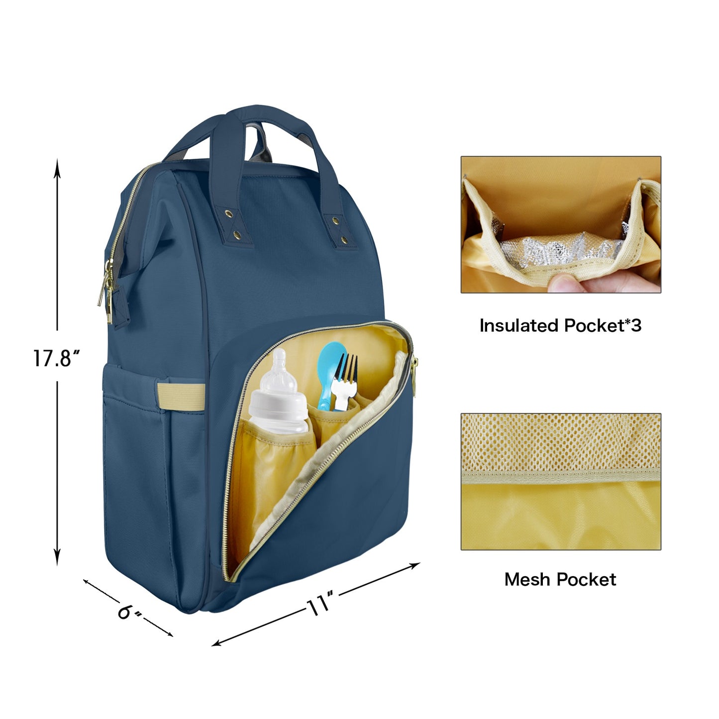 Deep Navy Customizable Diaper Bag