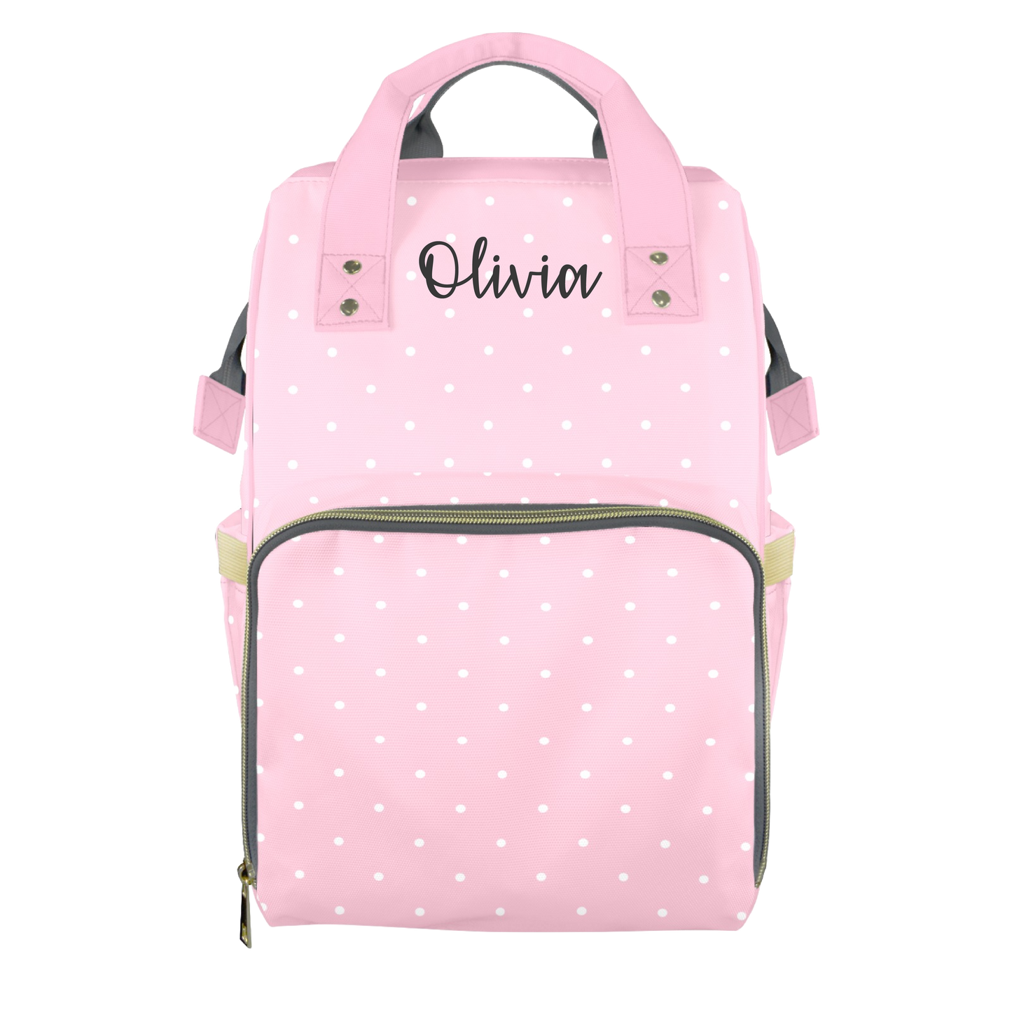 Pink Polkadots Customizable Diaper Bag