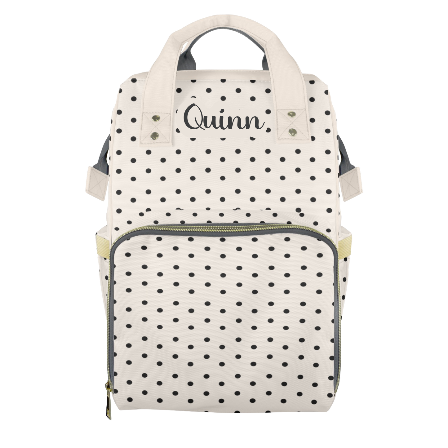 Taupe Polkadots Customizable Diaper Bag