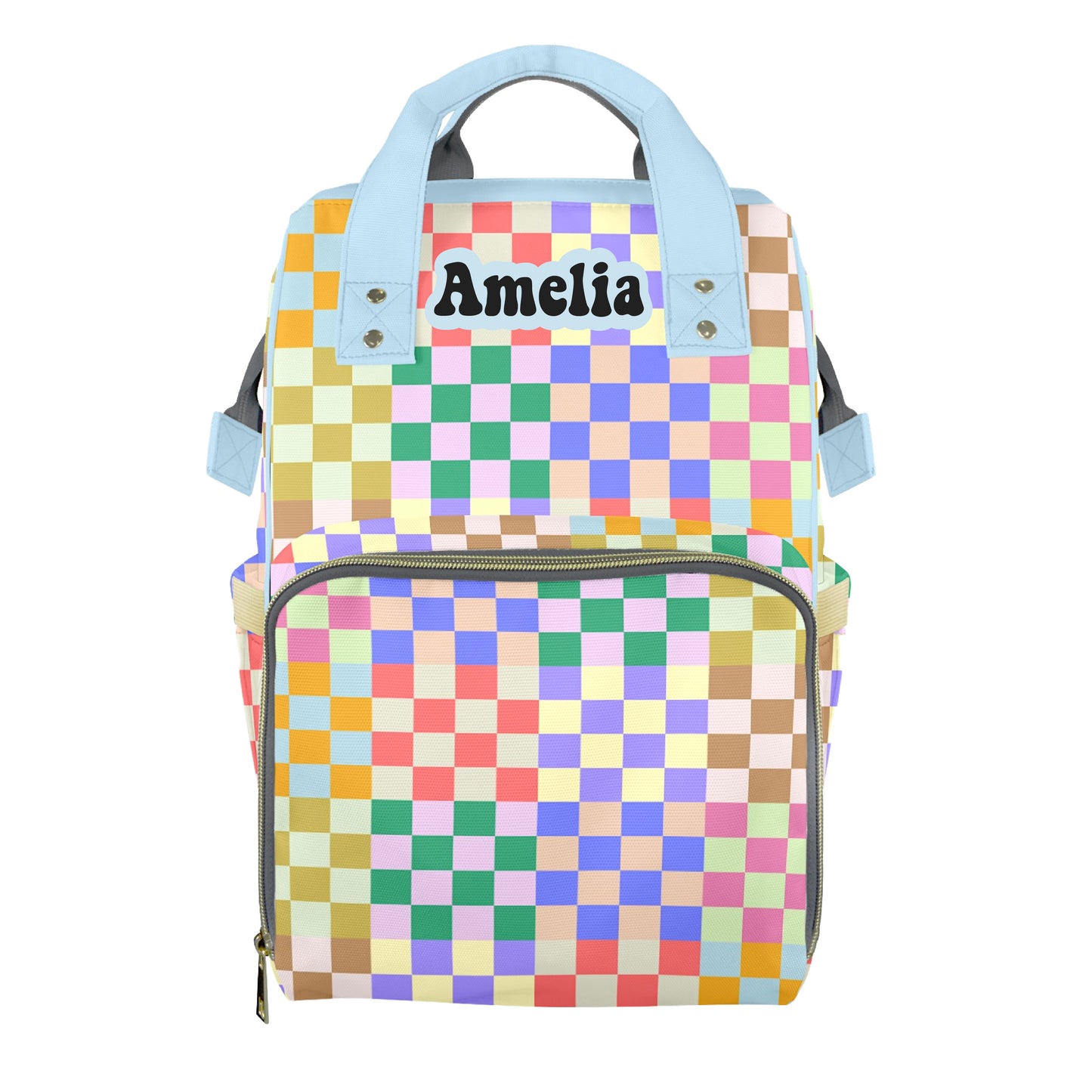 Vibrant Checks Customizable Diaper Bag