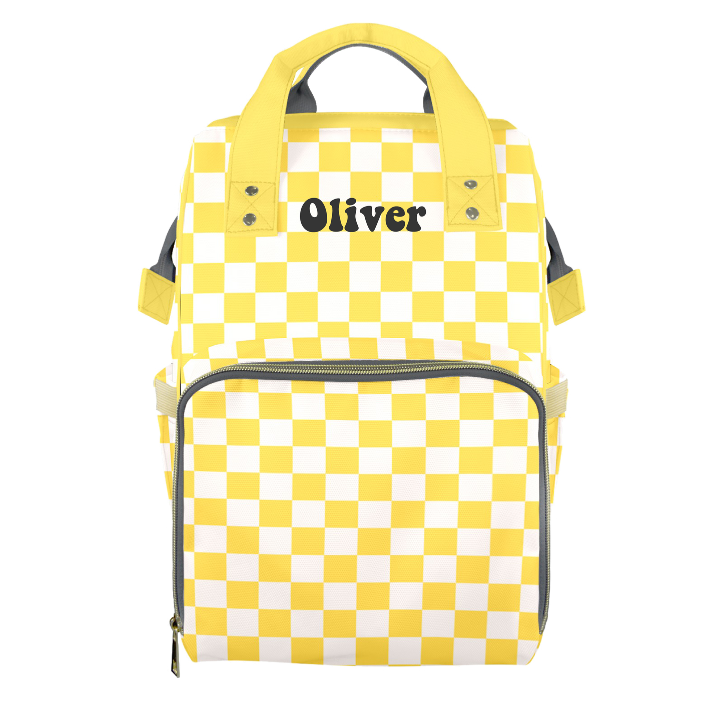 Yellow Checks Customizable Diaper Bag